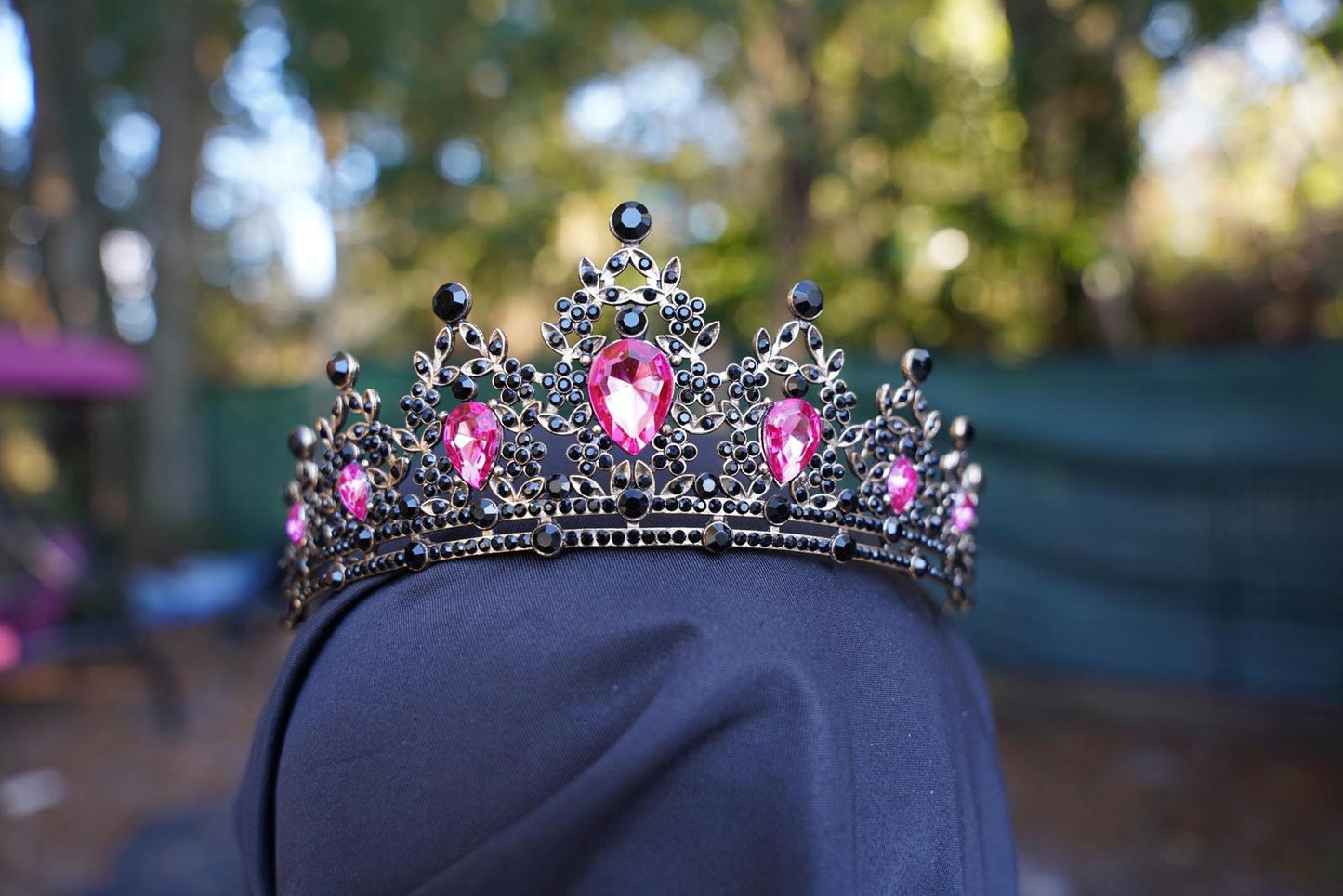 Pink and Black Goth Tiara Bridal Crown Birthday Gift Diadem prom
