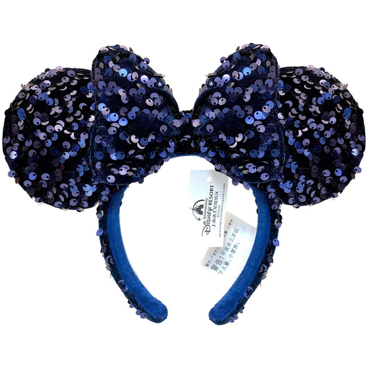 Dark Navy Blue Sequin Minnie Ears Mouse