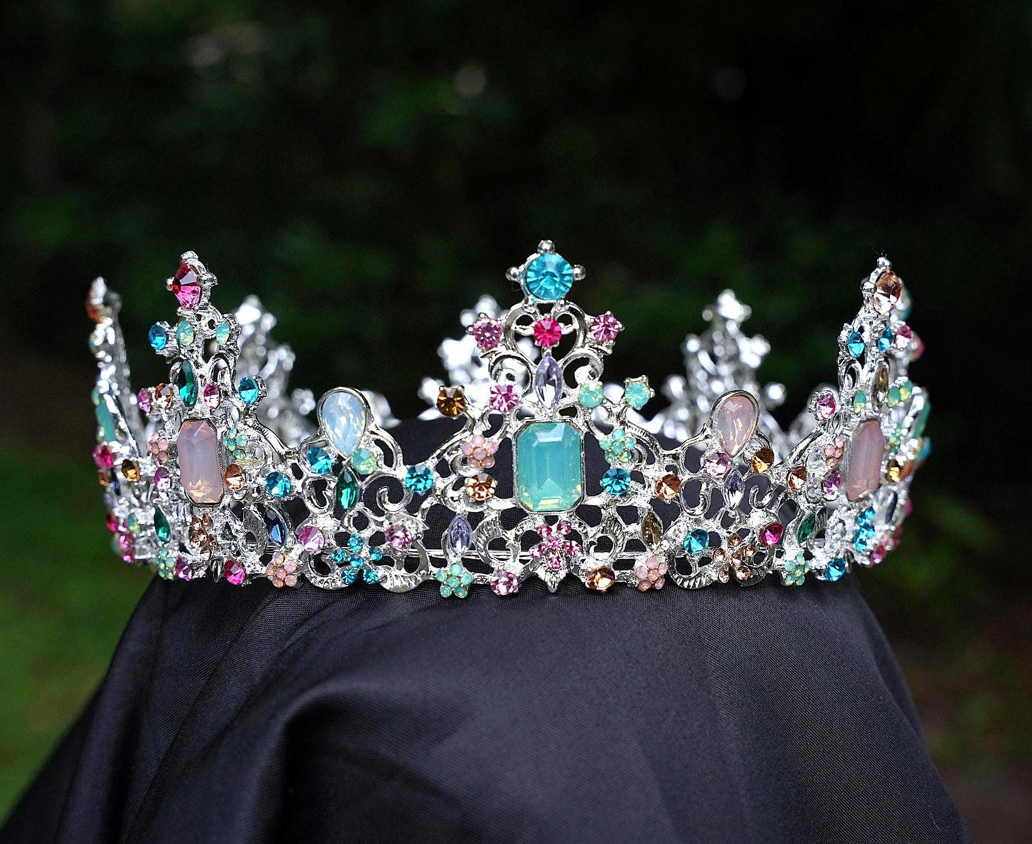 New Pastel Multicolor Crystal Tiara Crown pink blue