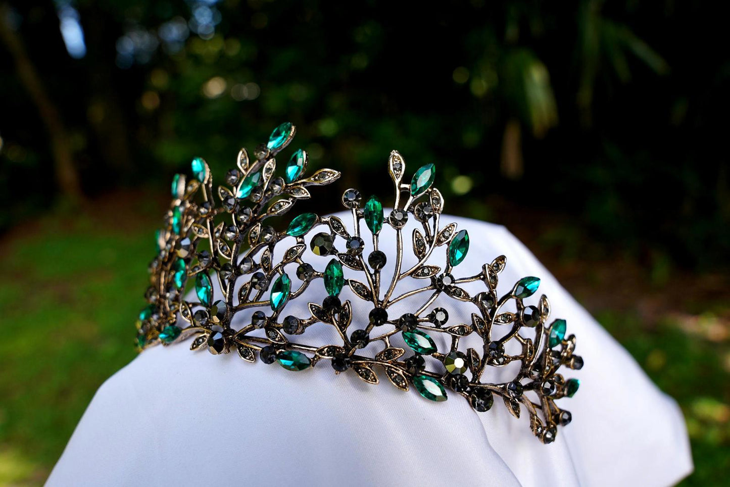 Crown Of Vines Green Woodland Dark Tiara Bridal Birthday Wedding Gift Diadem