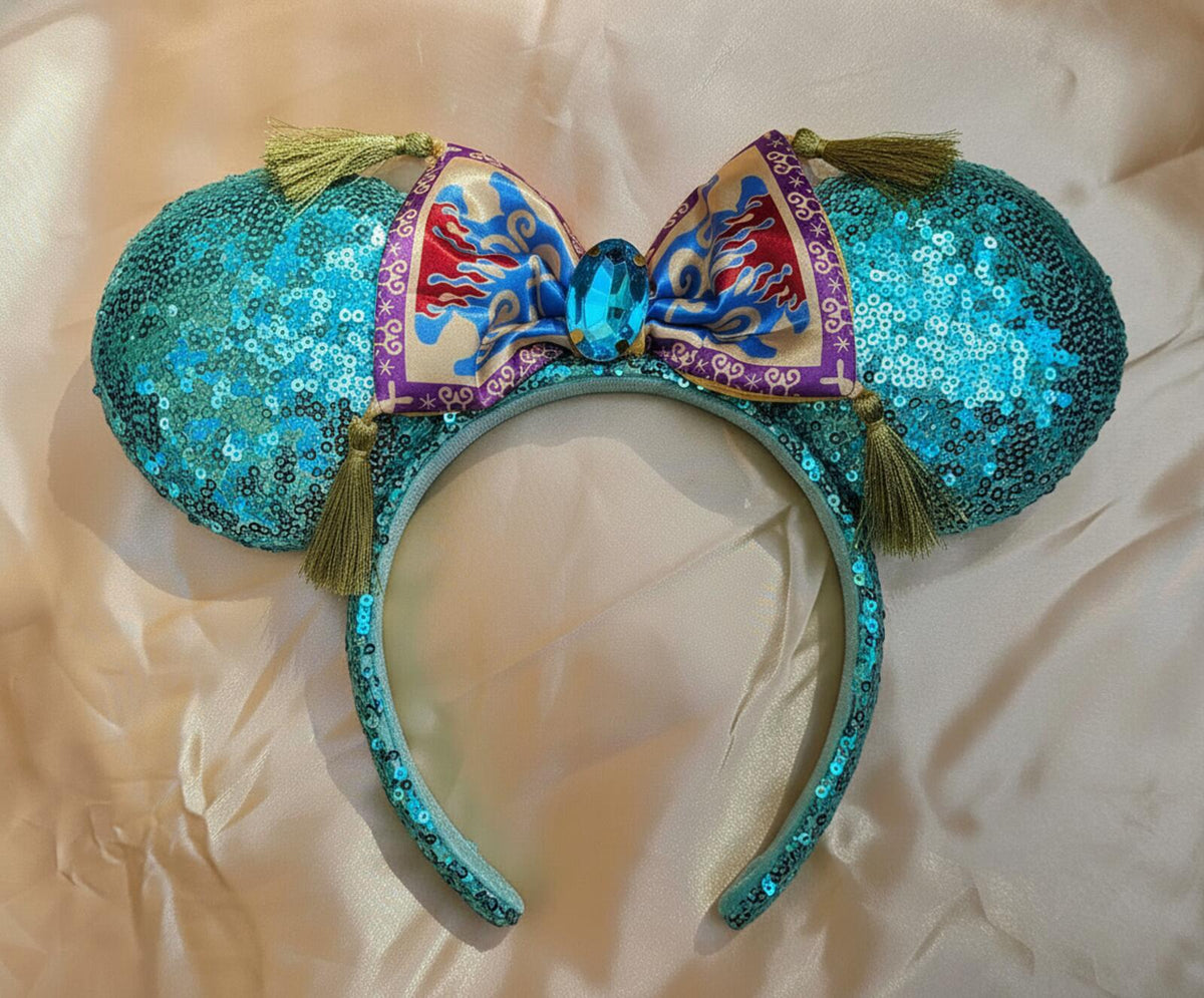 Aladdin Jasmine Magic Carpet Bow Sequin Palace Green Minnie Ears Headband