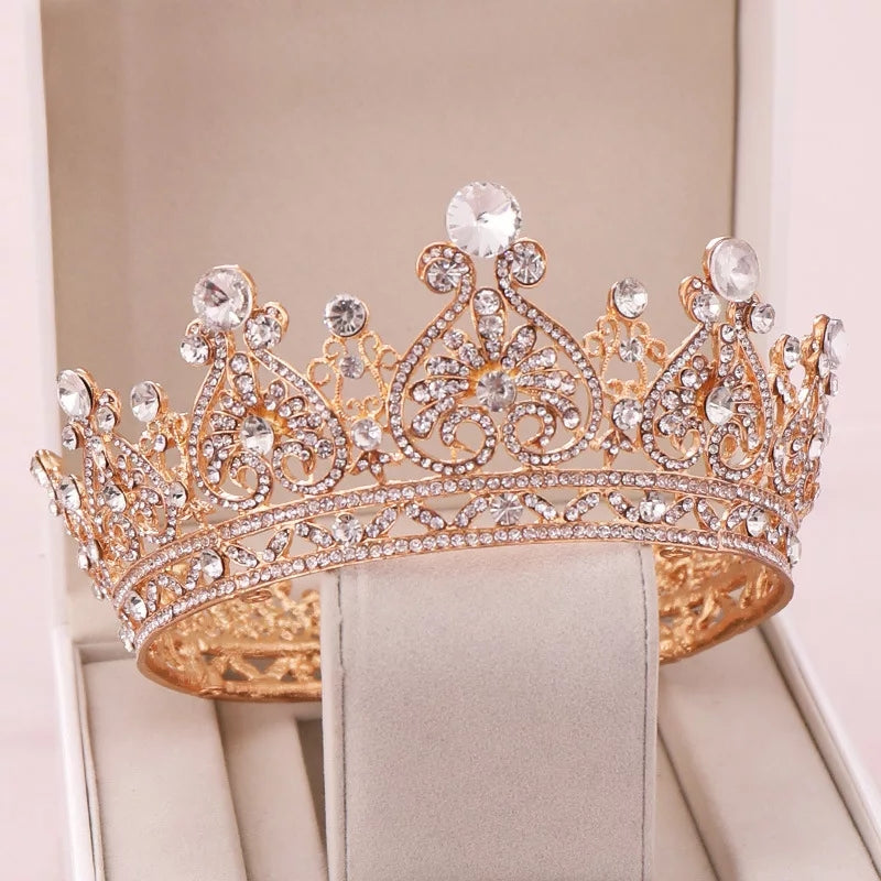 Silver or Gold Tiara Crown Detail Princess Queen headdress bridal cosplay diadem point Wedding pageant royalty round