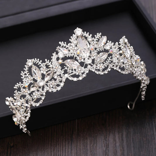 Silver Tiara Crown Detail Princess Queen headdress jewelry bridal Halloween cosplay diadem spike Wedding pageant royalty