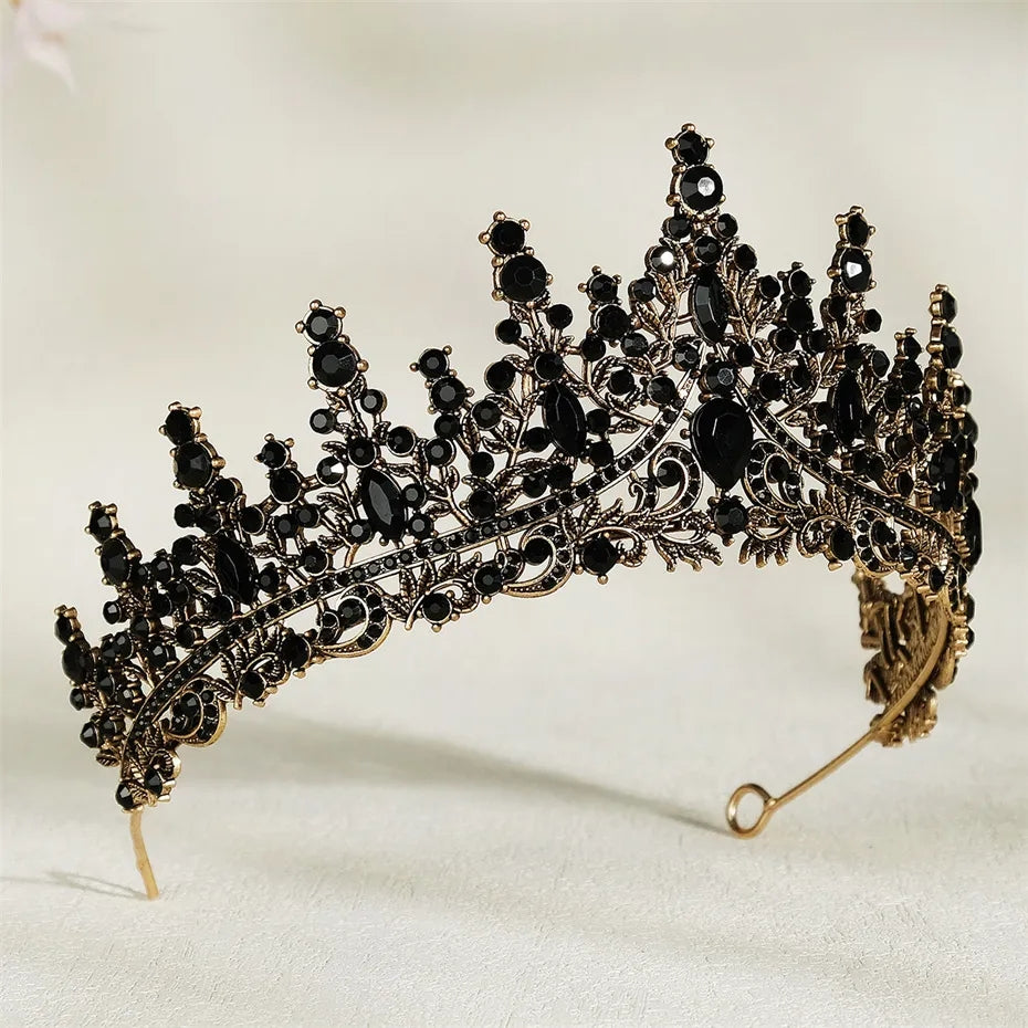 Vintage Baroque Goth Black Tiara Crown Evil Queen tall diadem