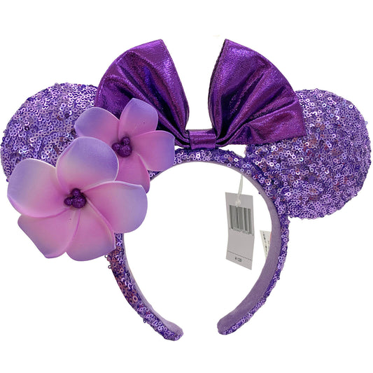Purple Flower Plumeria Minnie Ears Aulani Hawaii Headband