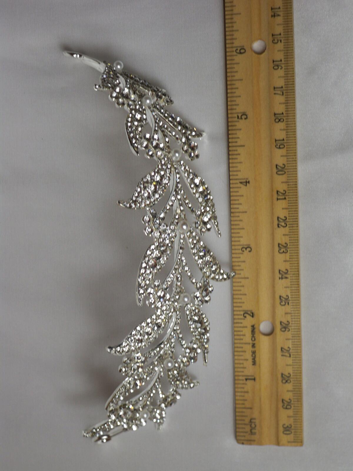 Silver Crystal Laurel Leaf Wedding Hair Tiara Crown: Bridal, Prom, Birthday