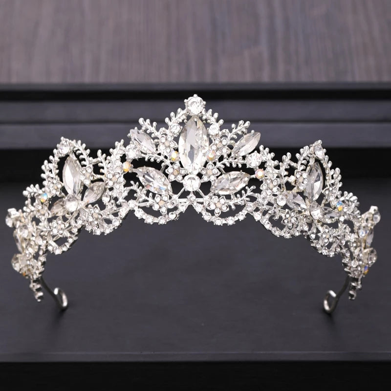 Silver Tiara Crown Detail Princess Queen headdress jewelry bridal Halloween cosplay diadem spike Wedding pageant royalty