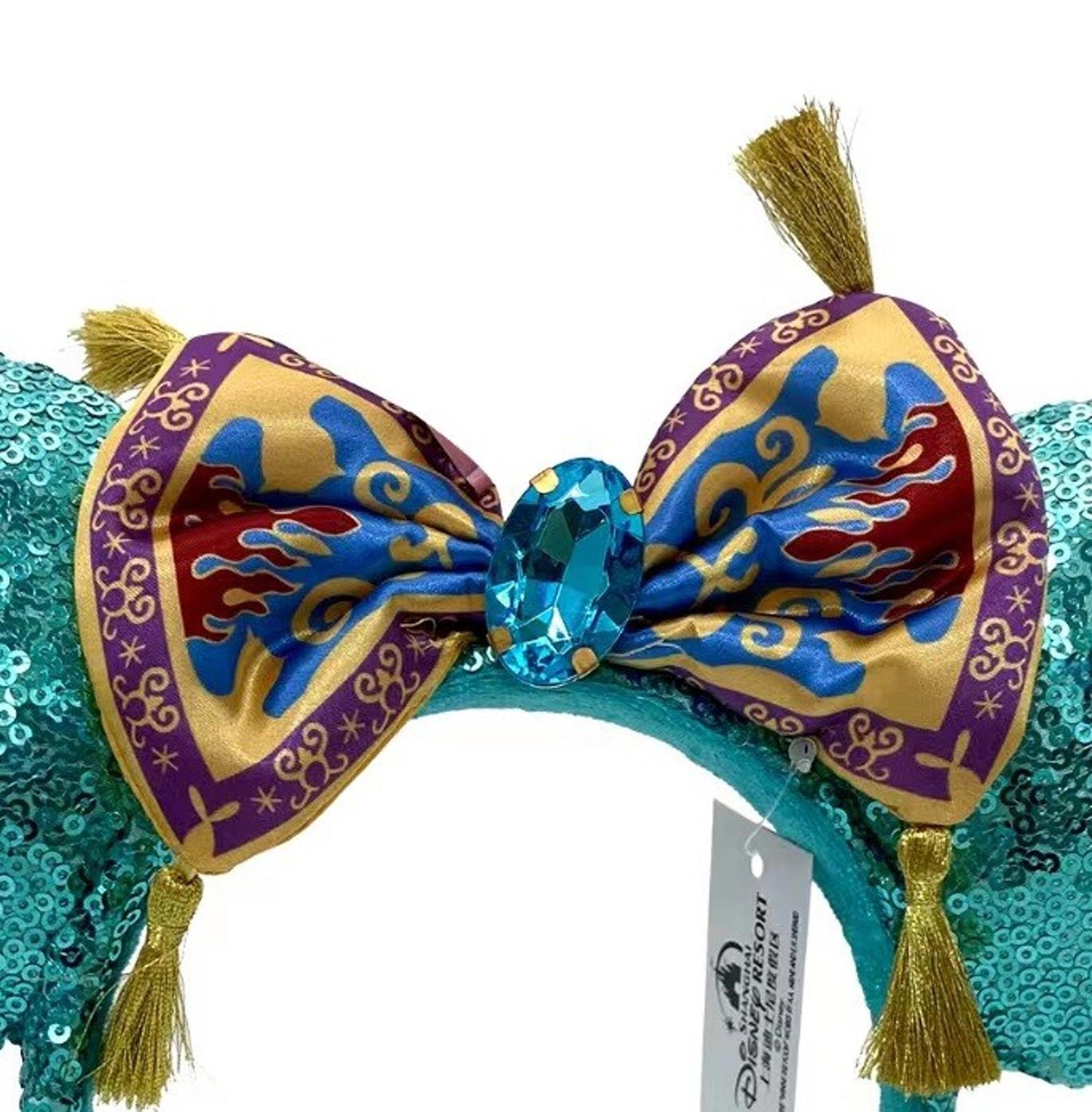 Aladdin Jasmine Magic Carpet Bow Sequin Palace Green Minnie Ears Headband