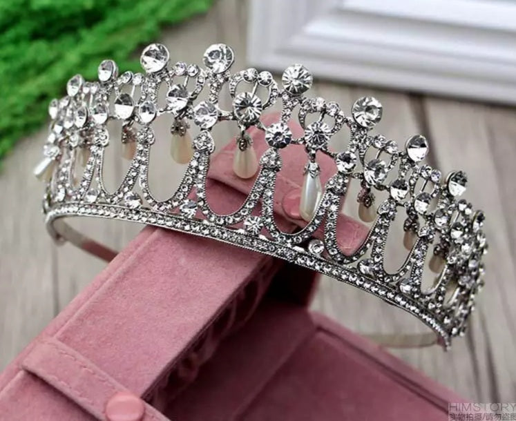 Princess Diana Tiara Cambridge Lovers Knot Silver Crown queen spencer family replica pearl