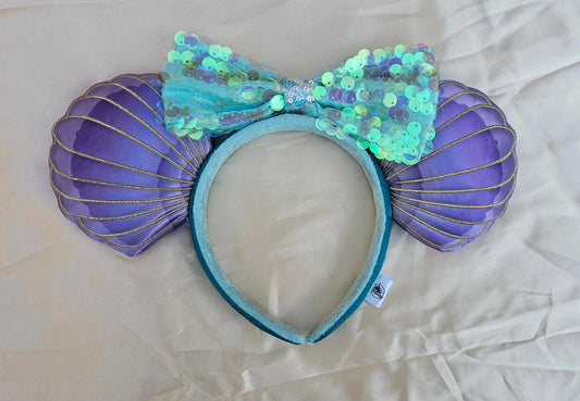 NEW Minnie Ears Little Mermaid Ariel Purple Iridescent Disney Parks Headband