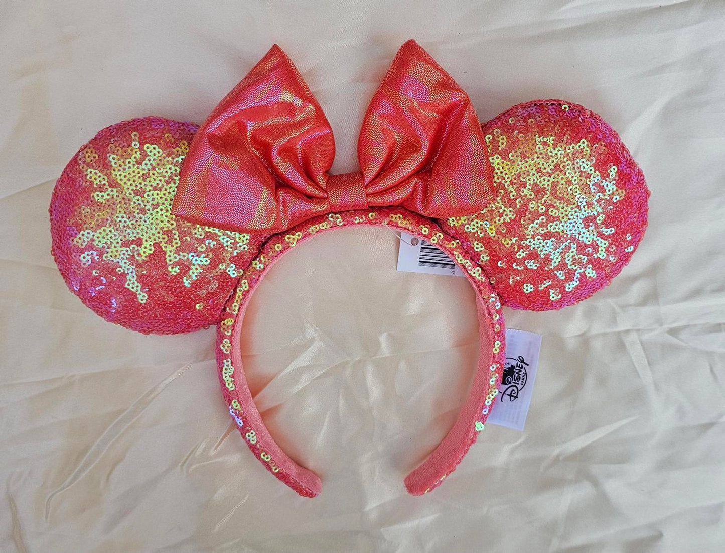 Unique Minnie Ears Disney Parks Orange Sequin Headband Mickey Mouse