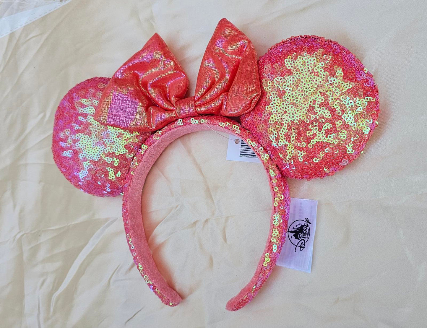 Unique Minnie Ears Disney Parks Orange Sequin Headband Mickey Mouse