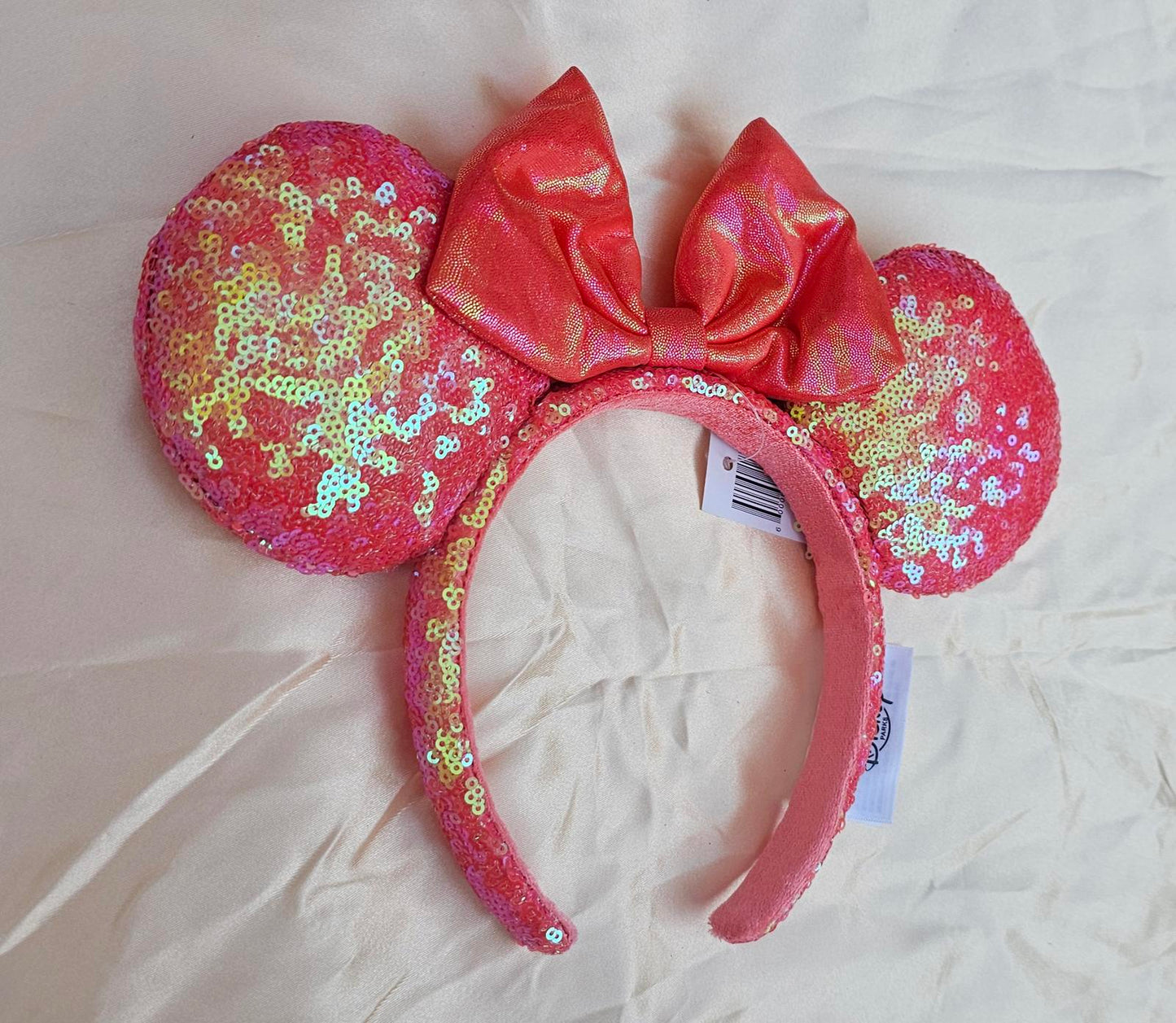 Unique Minnie Ears Disney Parks Orange Sequin Headband Mickey Mouse