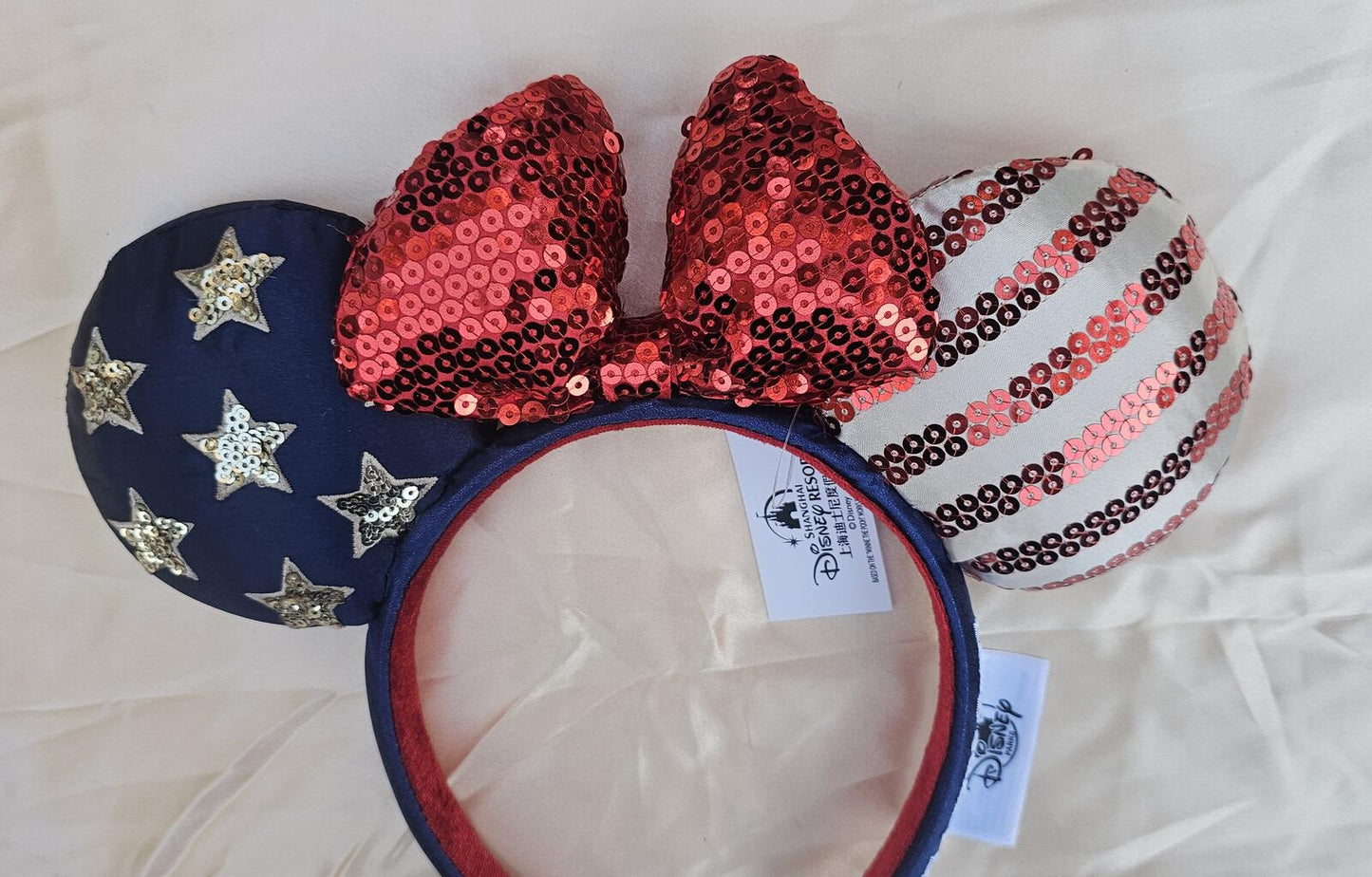 USA Sequin Bow Minnie Ears Headband Sparkly Bling