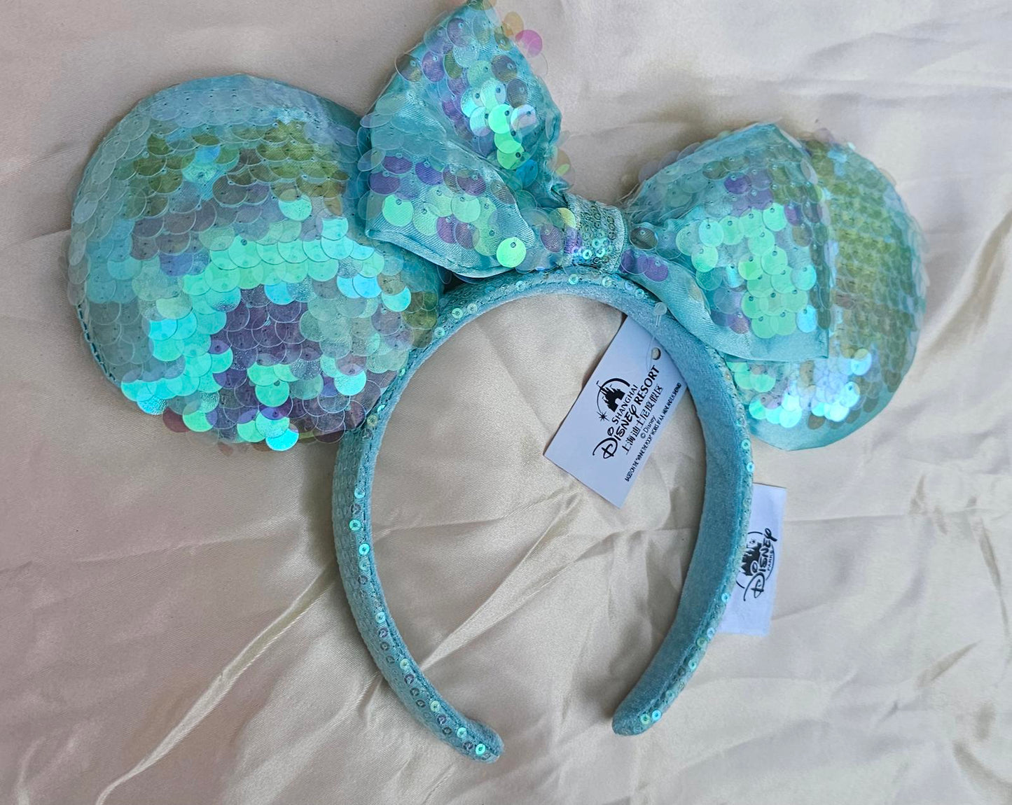 Disney Parks Little Mermaid Ears Ariel Aqua Scales Sequins