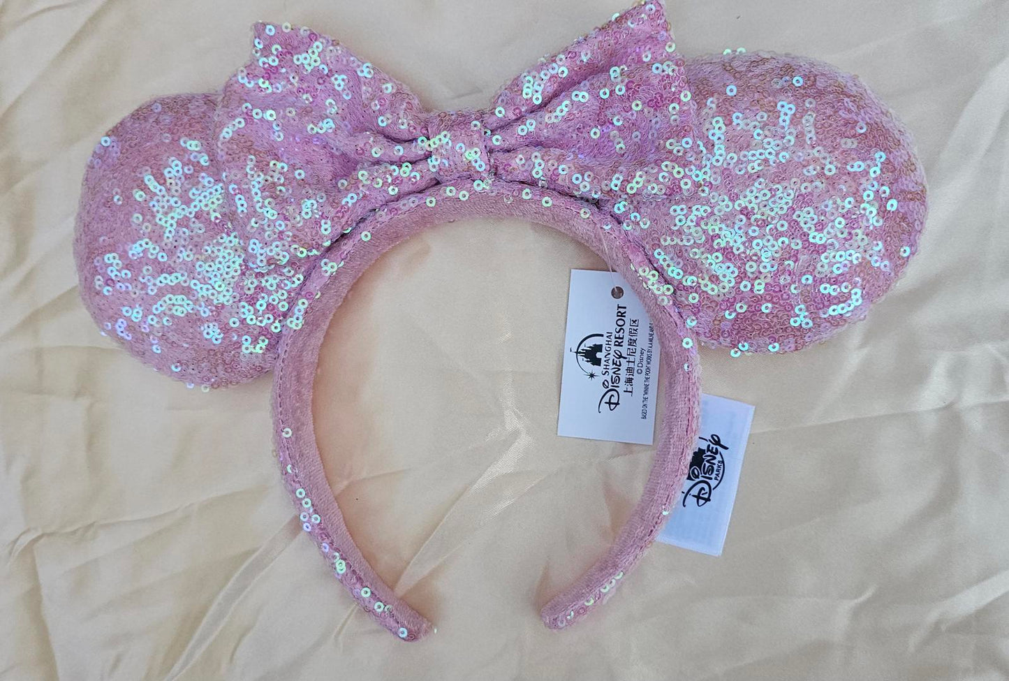 Disney Parks Millennial Pink Minnie Mouse Ears Sequined Bow Headband
