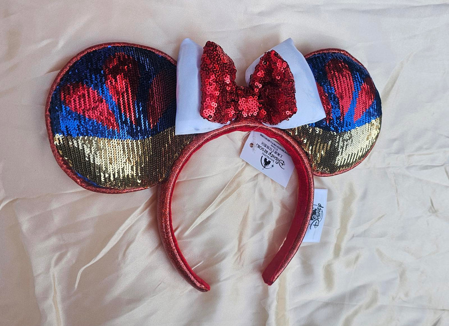 Disney Parks Snow White Minnie Ears Headband Sequin Blue Red