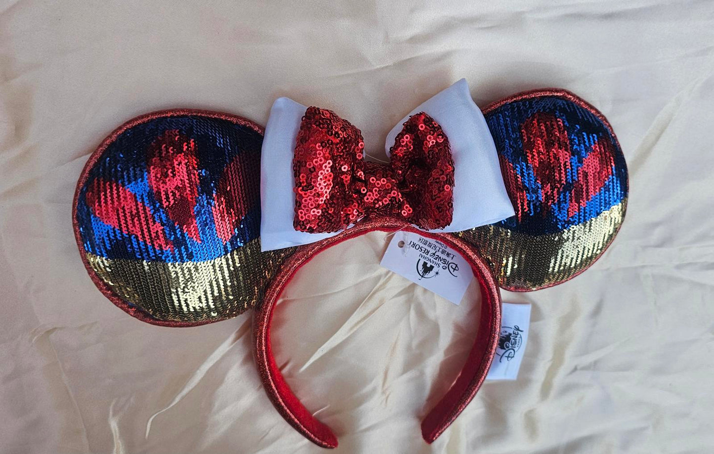 Disney Parks Snow White Minnie Ears Headband Sequin Blue Red