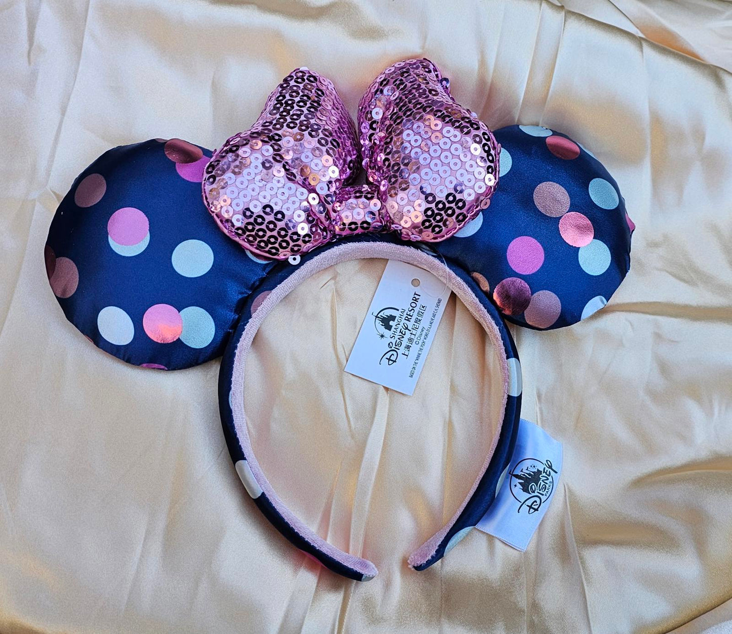 Unique Minnie Ears Disney Parks Pink Sequin Headband Blue