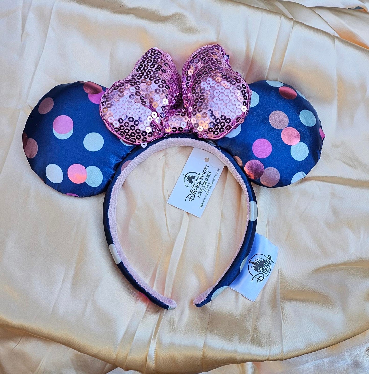 Unique Minnie Ears Disney Parks Pink Sequin Headband Blue