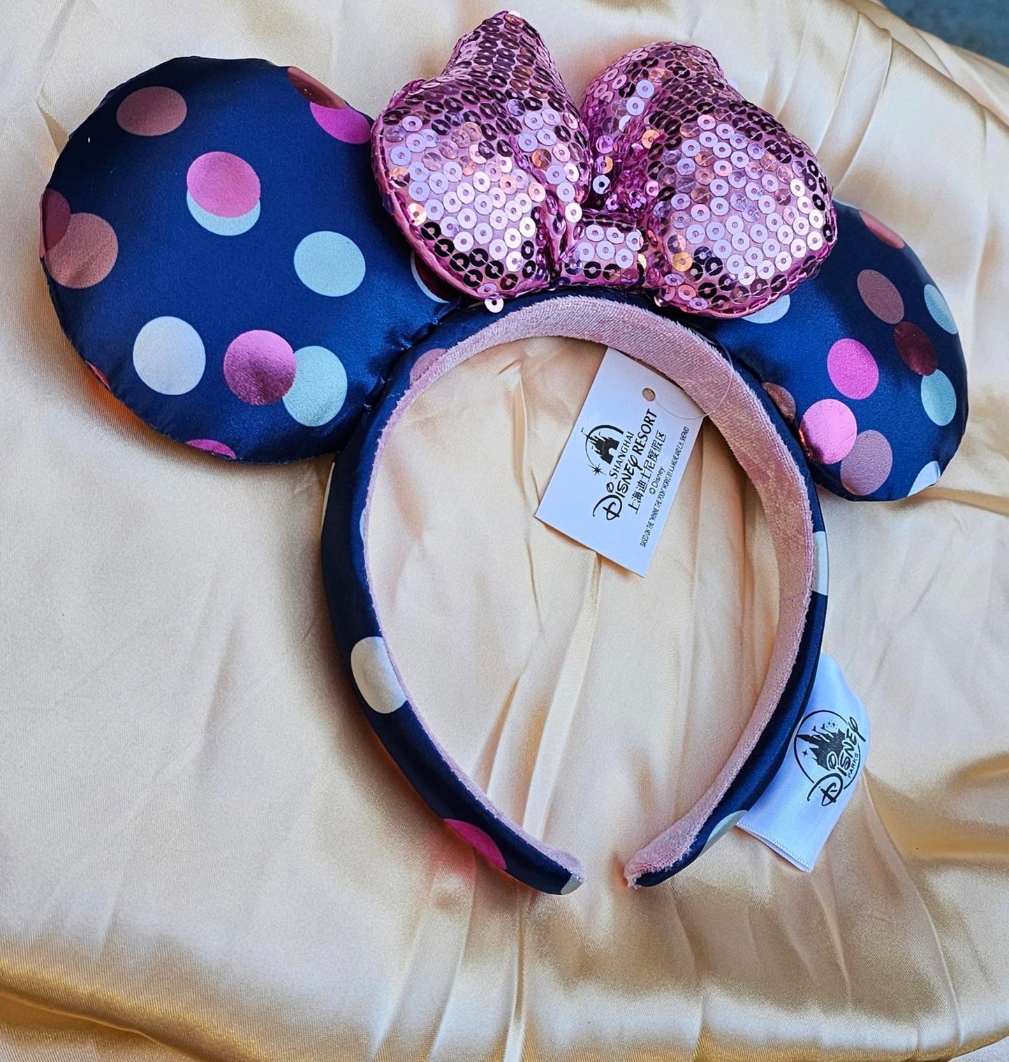 Unique Minnie Ears Disney Parks Pink Sequin Headband Blue