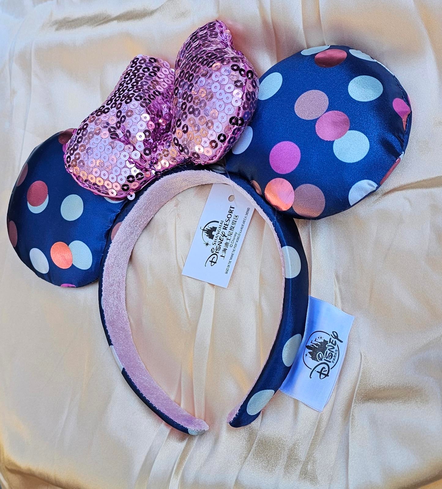 Unique Minnie Ears Disney Parks Pink Sequin Headband Blue