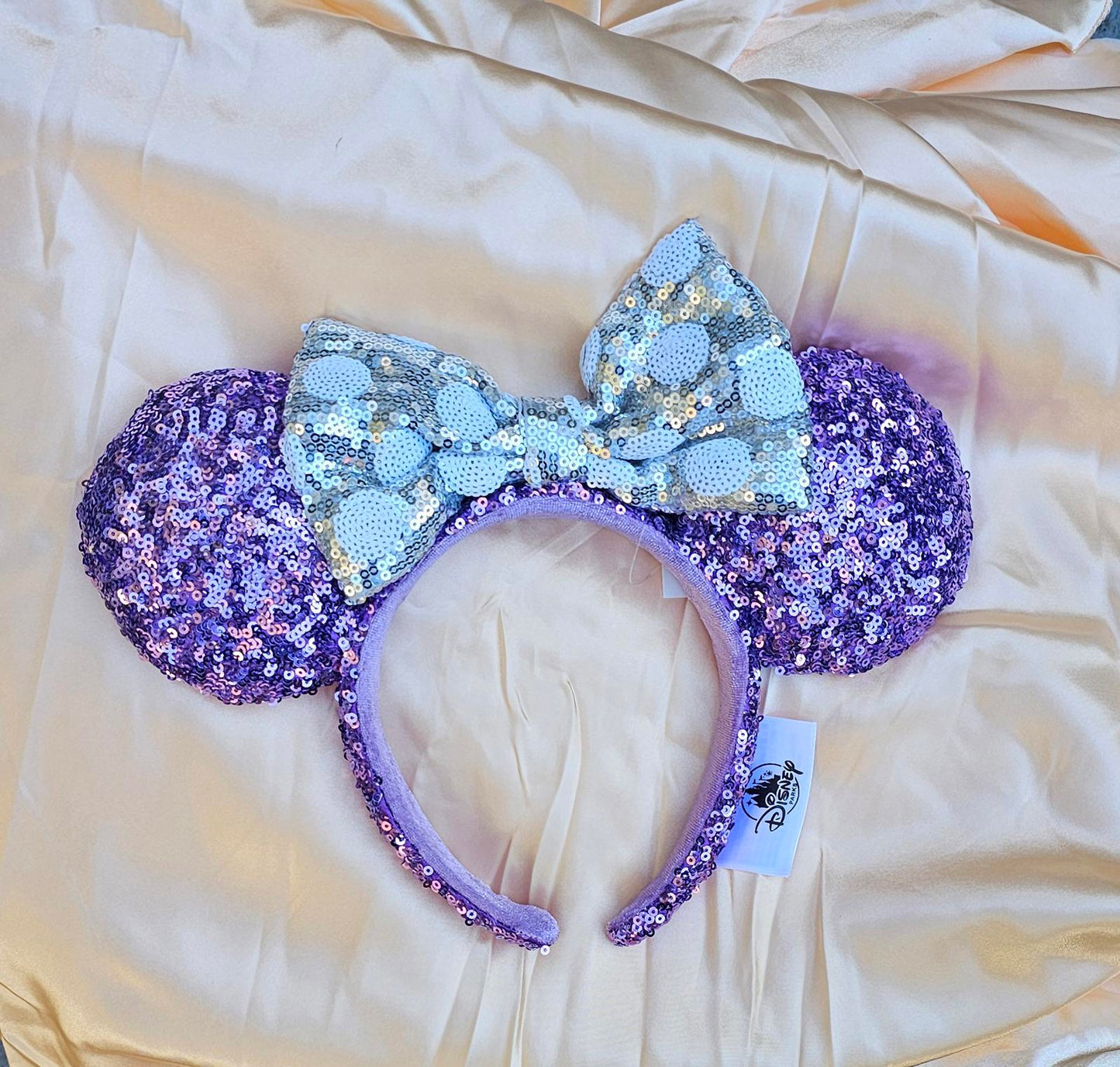Unique Minnie Ears Disney Parks Purple Silver Sequin Headband