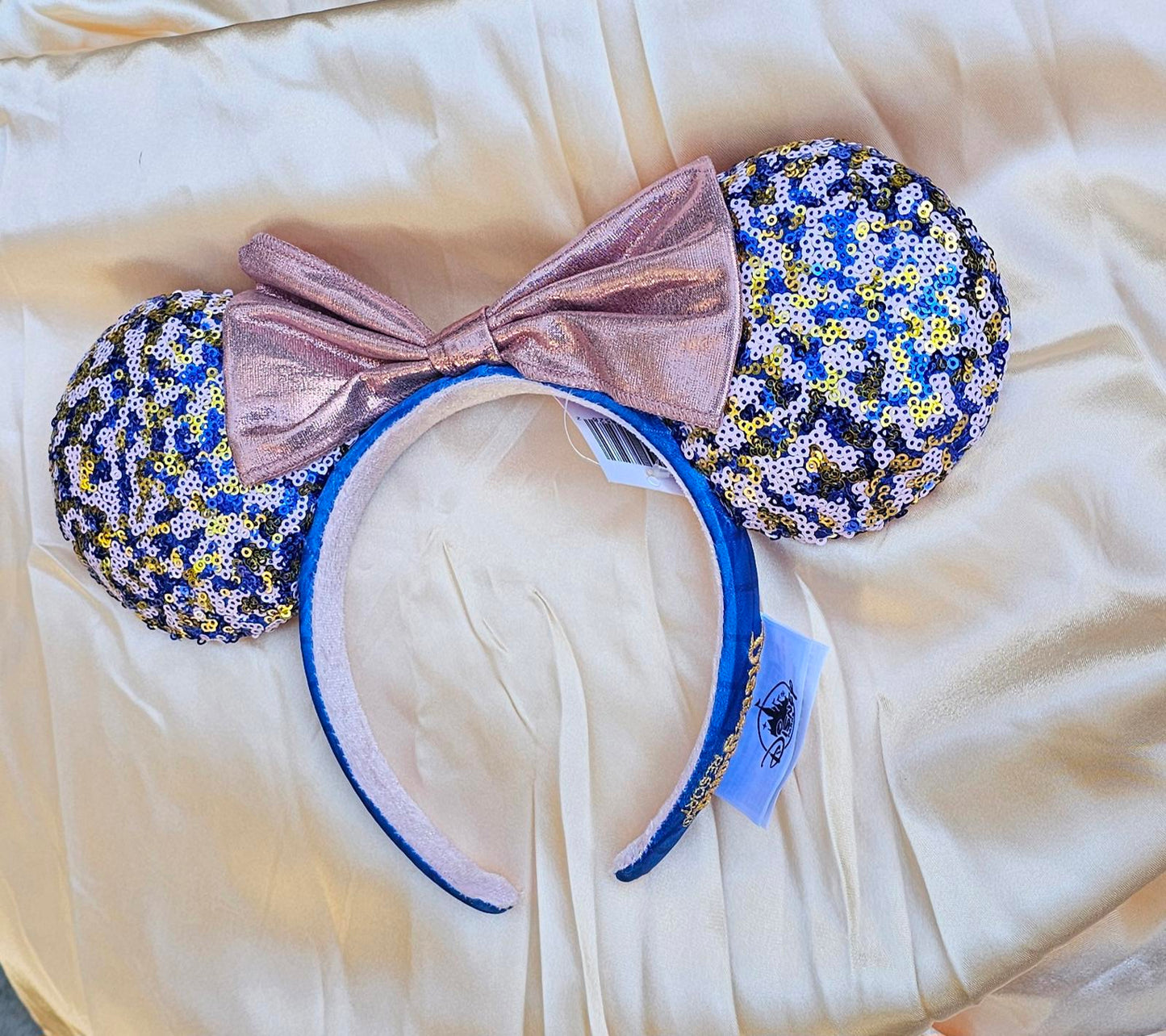 Disney Parks Disneyland Resorts Minnie Mouse Blue Pink Sequin Ears Headband