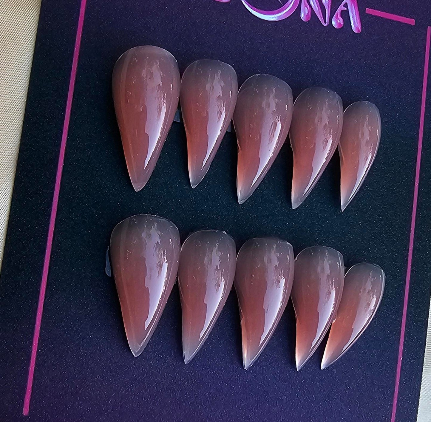 Handmade NUDE CAT CLAW Press on Nails kit Dragon claw thick