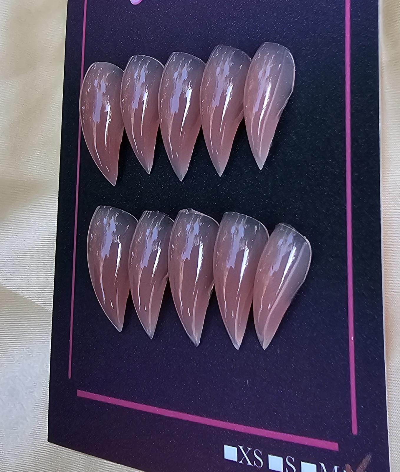 Handmade NUDE CAT CLAW Press on Nails kit Dragon claw thick