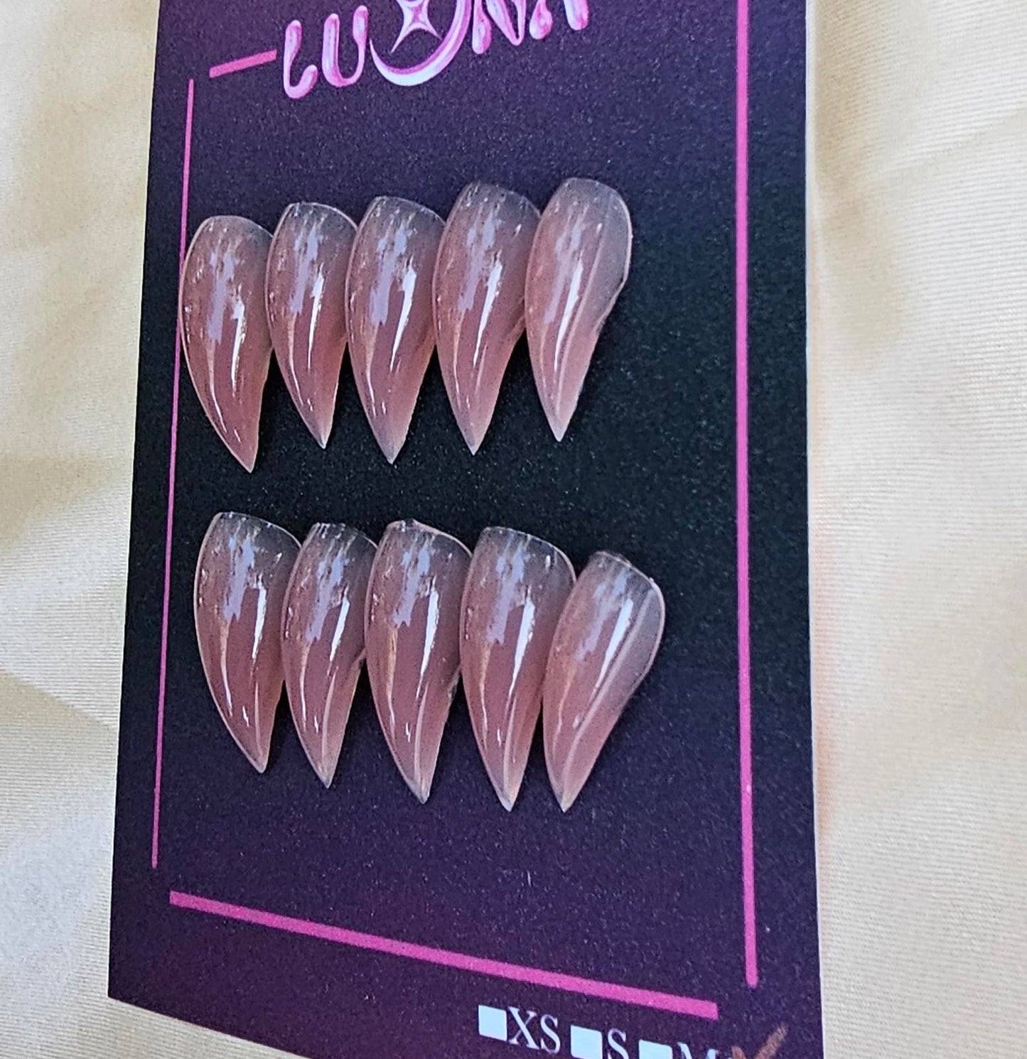 Handmade NUDE CAT CLAW Press on Nails kit Dragon claw thick