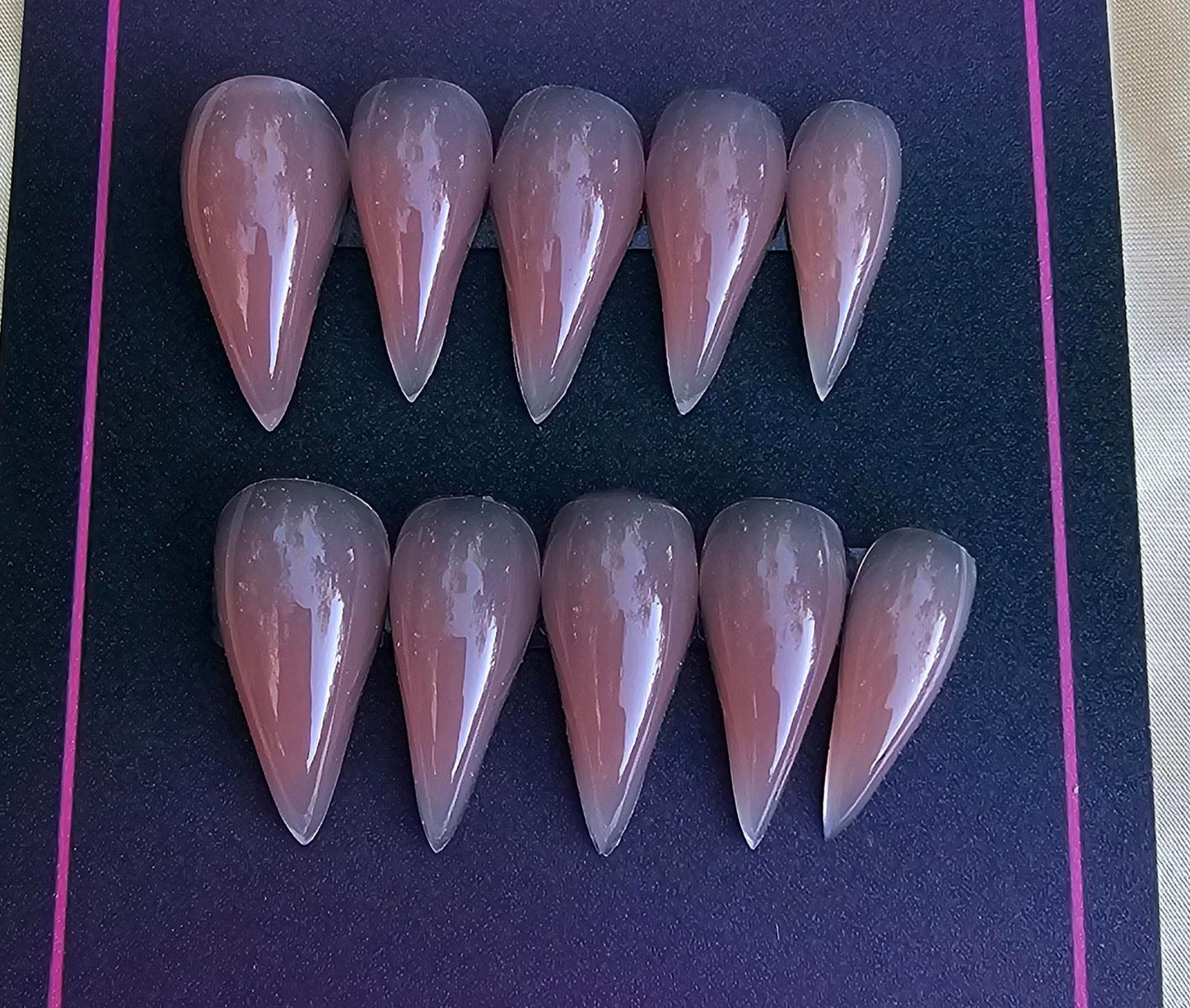 Handmade NUDE CAT CLAW Press on Nails kit Dragon claw thick