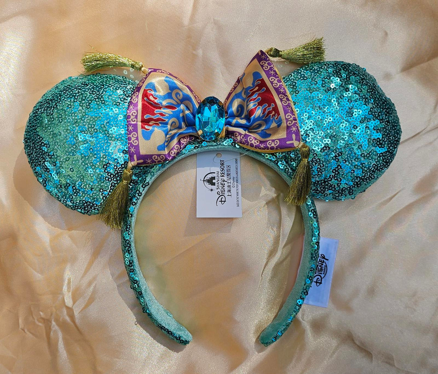 Aladdin Jasmine Magic Carpet Bow Sequin Palace Green Minnie Ears Headband
