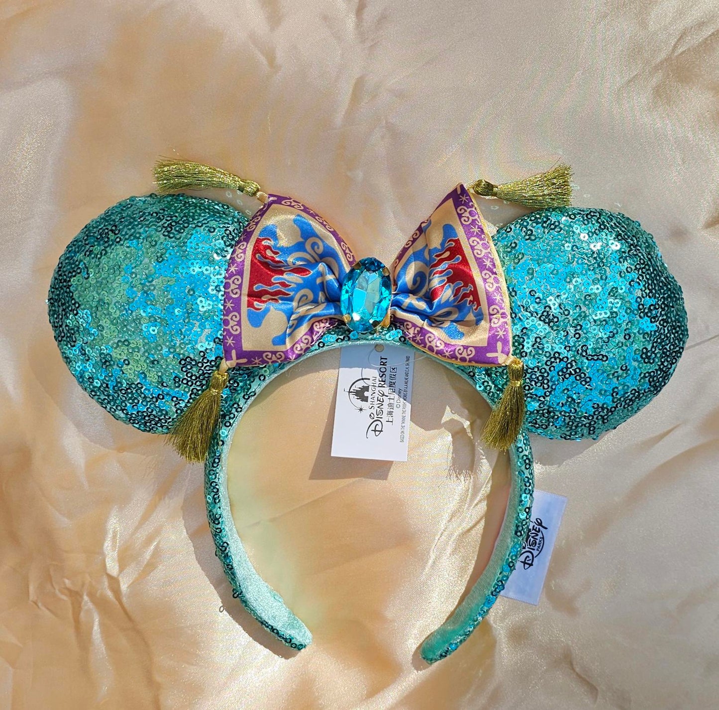 Aladdin Jasmine Magic Carpet Bow Sequin Palace Green Minnie Ears Headband