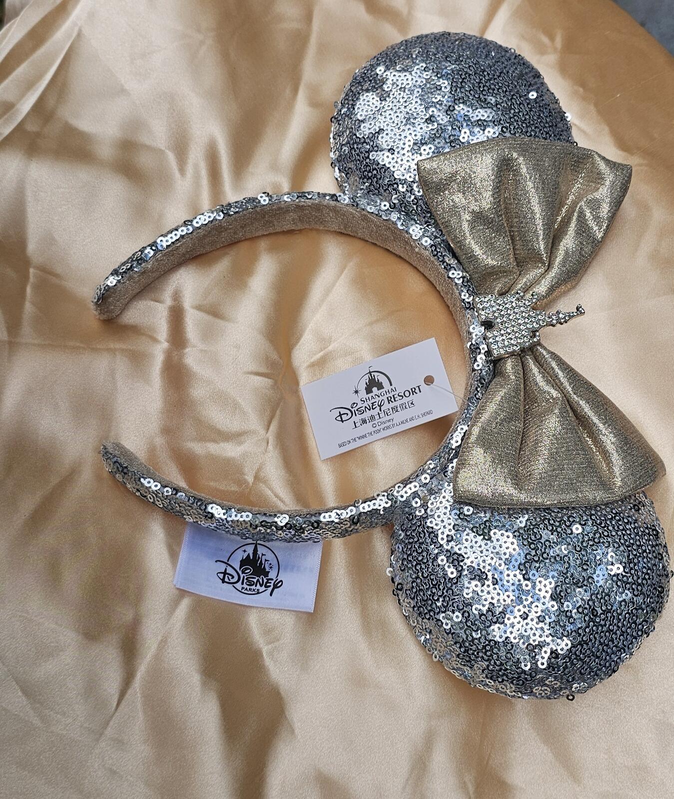 Disney Store Disneyland Paris Minnie Mouse Castle Ears Headband silver Champagne