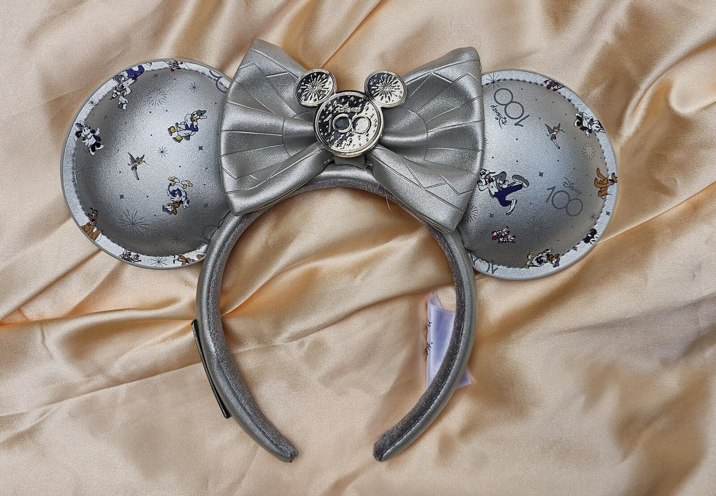 Disney Parks 100 Years Chip&Dale Loungefly Silver Minnie Mouse Ear Headband NEW