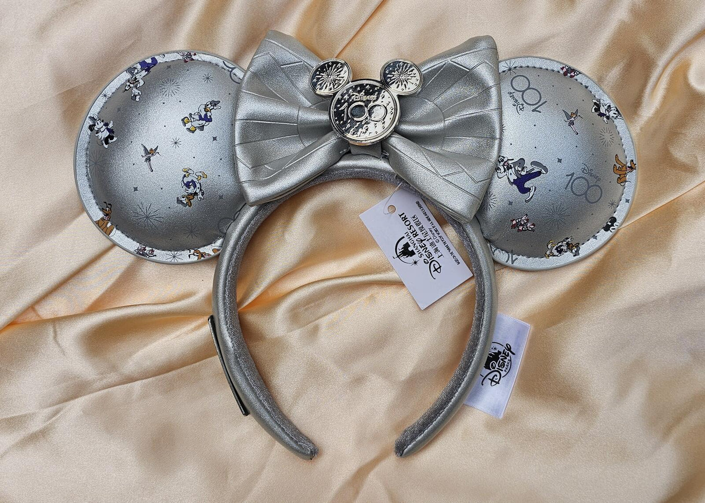 Disney Parks 100 Years Chip&Dale Loungefly Silver Minnie Mouse Ear Headband NEW