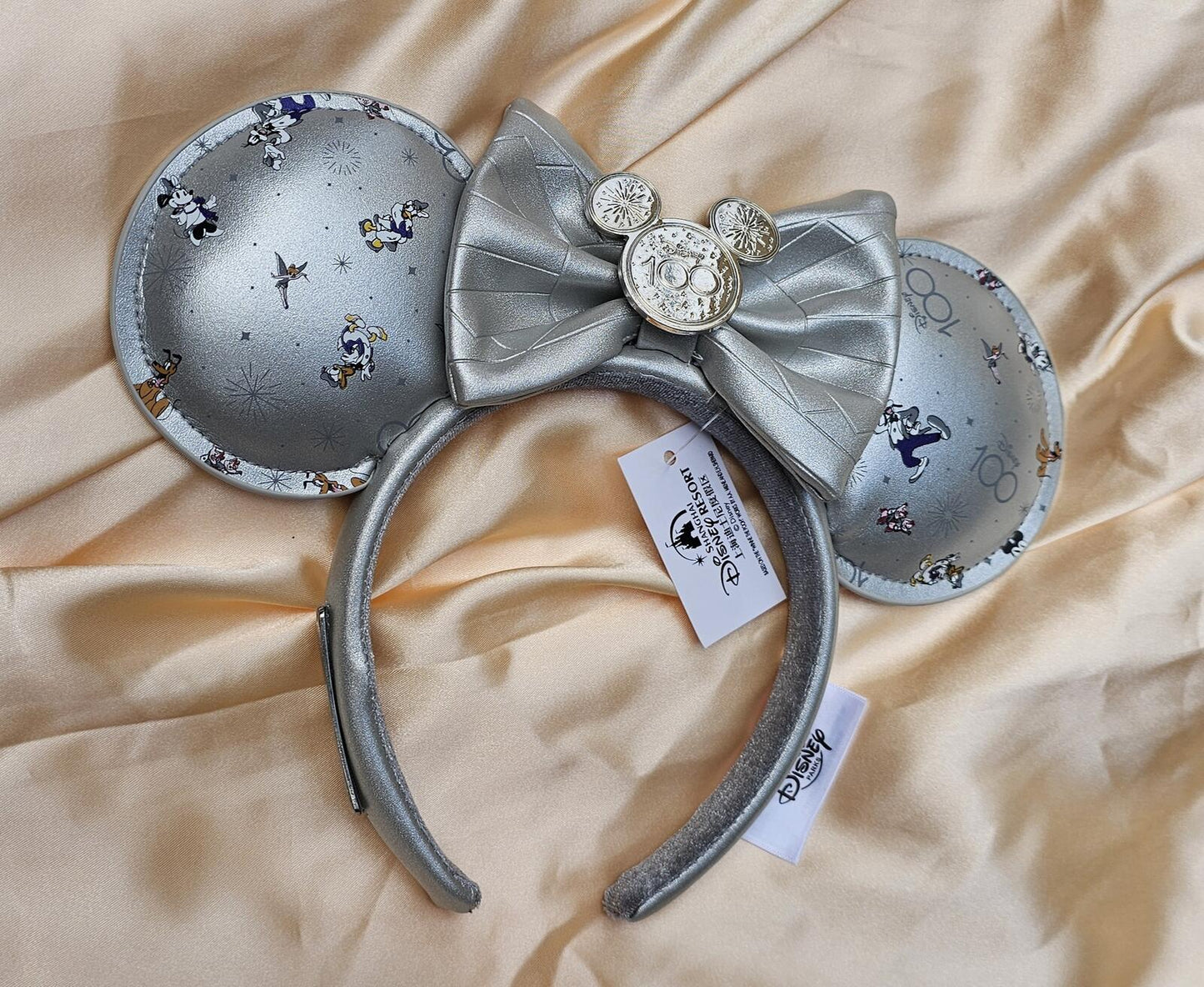 Disney Parks 100 Years Chip&Dale Loungefly Silver Minnie Mouse Ear Headband NEW