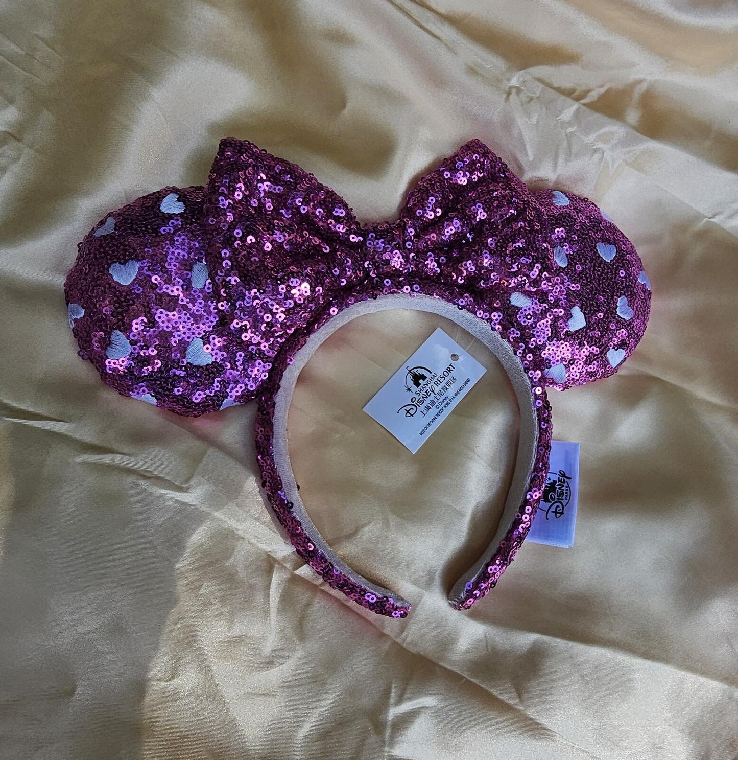Disney.Parks Pink Hearts Sequin Valentine's Day Minnie Ears Headband Rare Gift