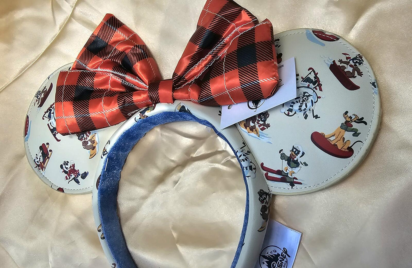 Vintage Christmas Lodge Snow Mickey Mouse Minnie Ears Bow Headband Gifts