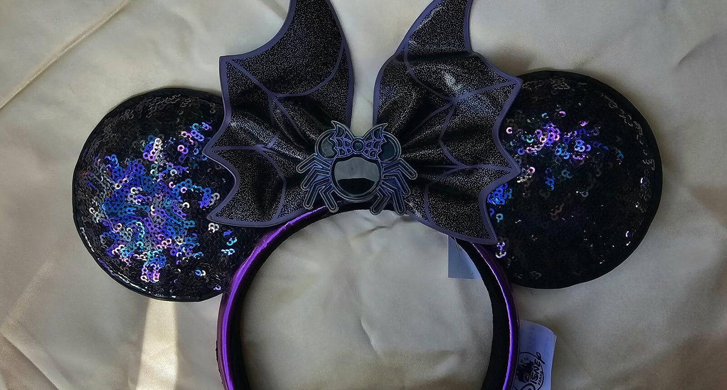 Bat Wings Minnie Ears Headband Bow black spider Halloween