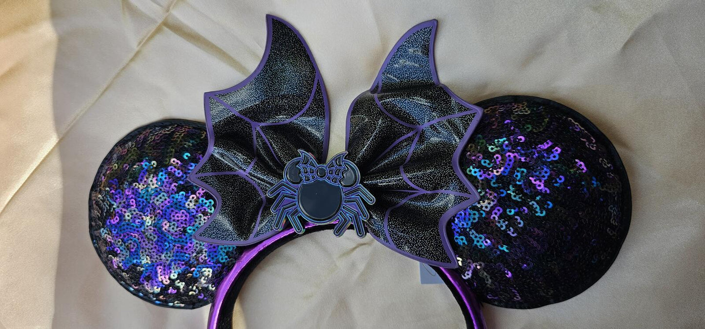 Bat Wings Minnie Ears Headband Bow black spider Halloween