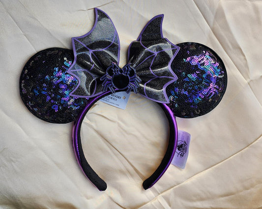Bat Wings Minnie Ears Headband Bow black spider Halloween