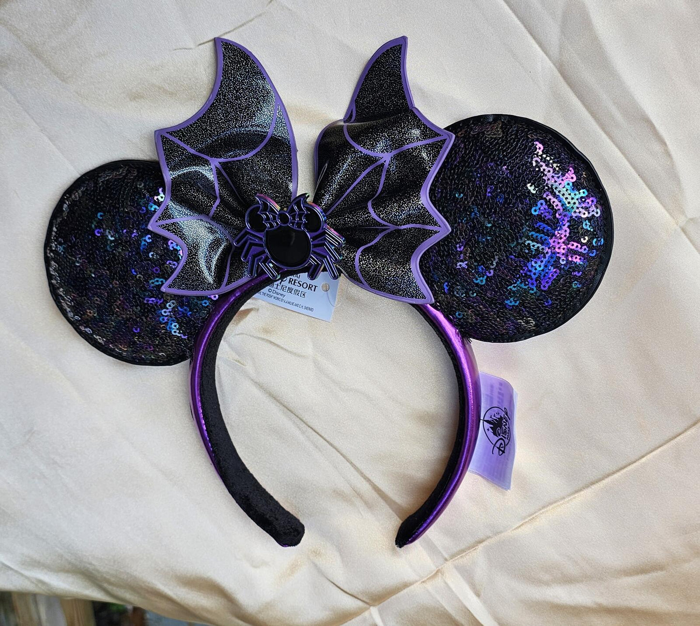 Bat Wings Minnie Ears Headband Bow black spider Halloween