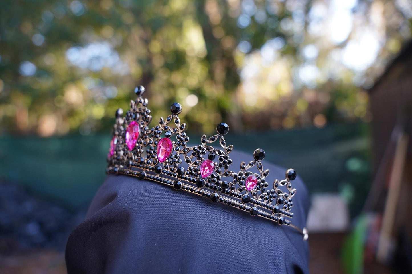 Pink and Black Goth Tiara Bridal Crown Birthday Gift Diadem prom