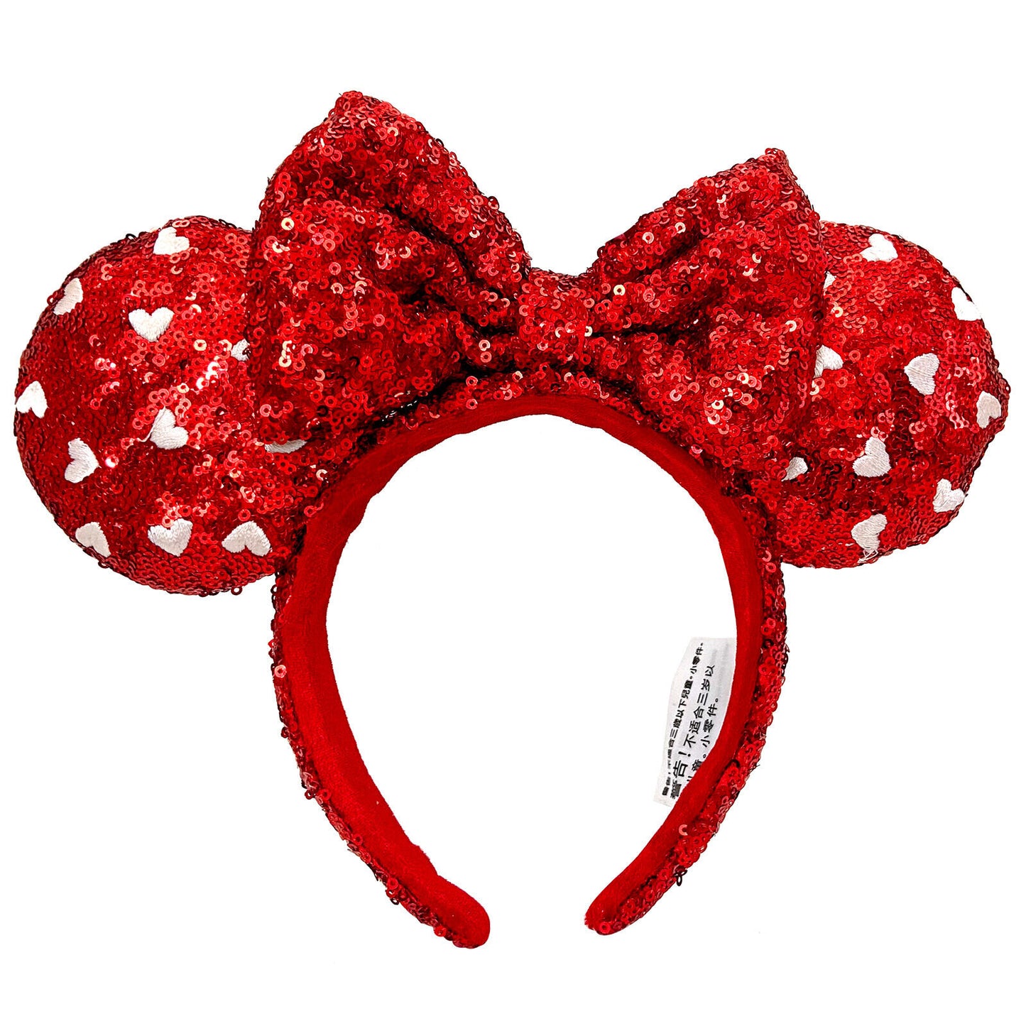 Disney Parks Red Heart Sequin Bow Valentine's Day Mickey Minnie Ears Headband