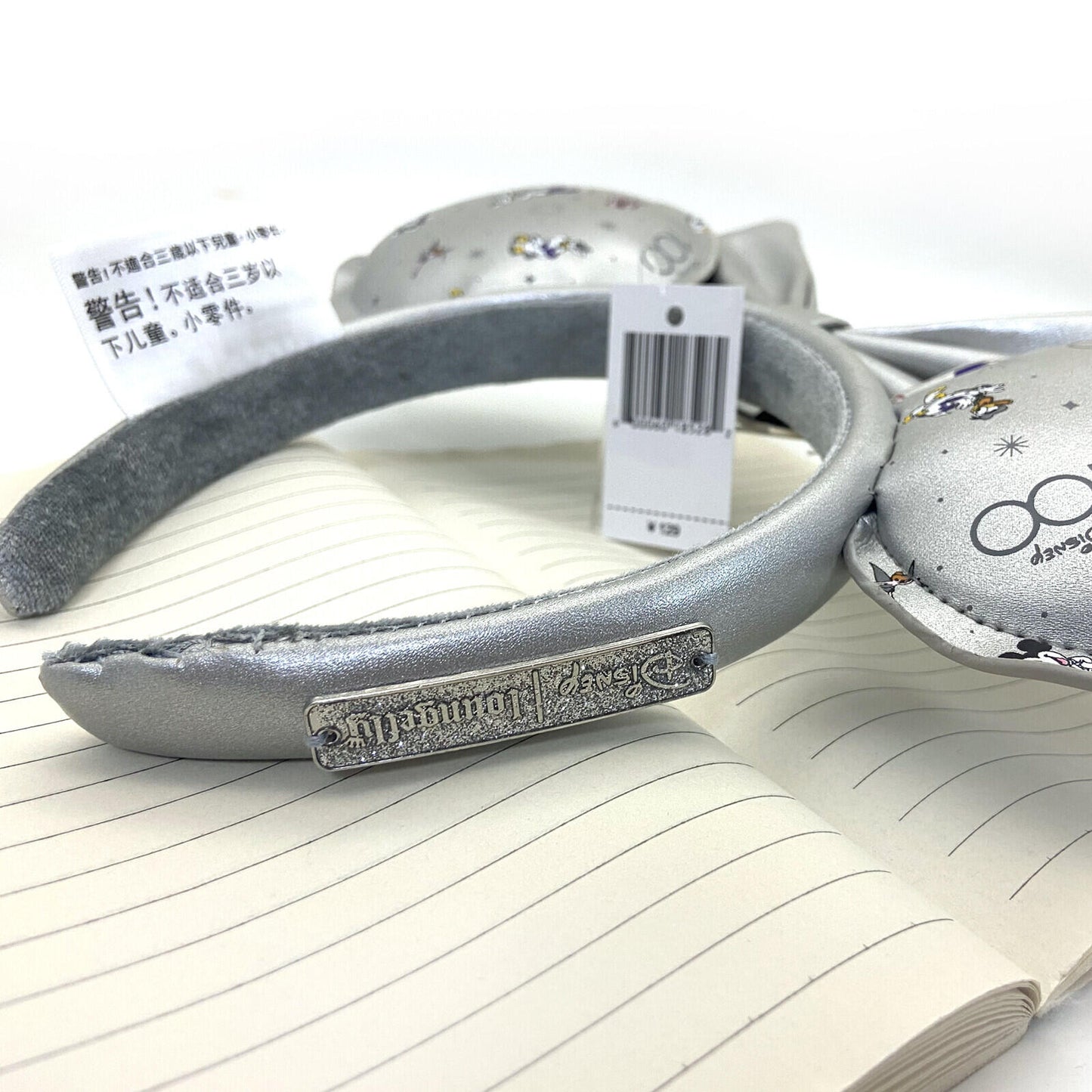 Disney Parks 100 Years Chip&Dale Loungefly Silver Minnie Mouse Ear Headband NEW