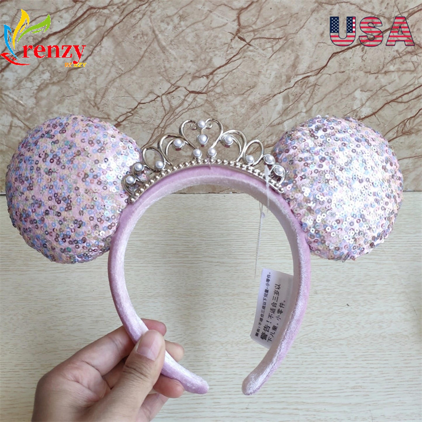 Minnie Mouse Ears Disney Parks Tiara Sequin Princess Crown Headband