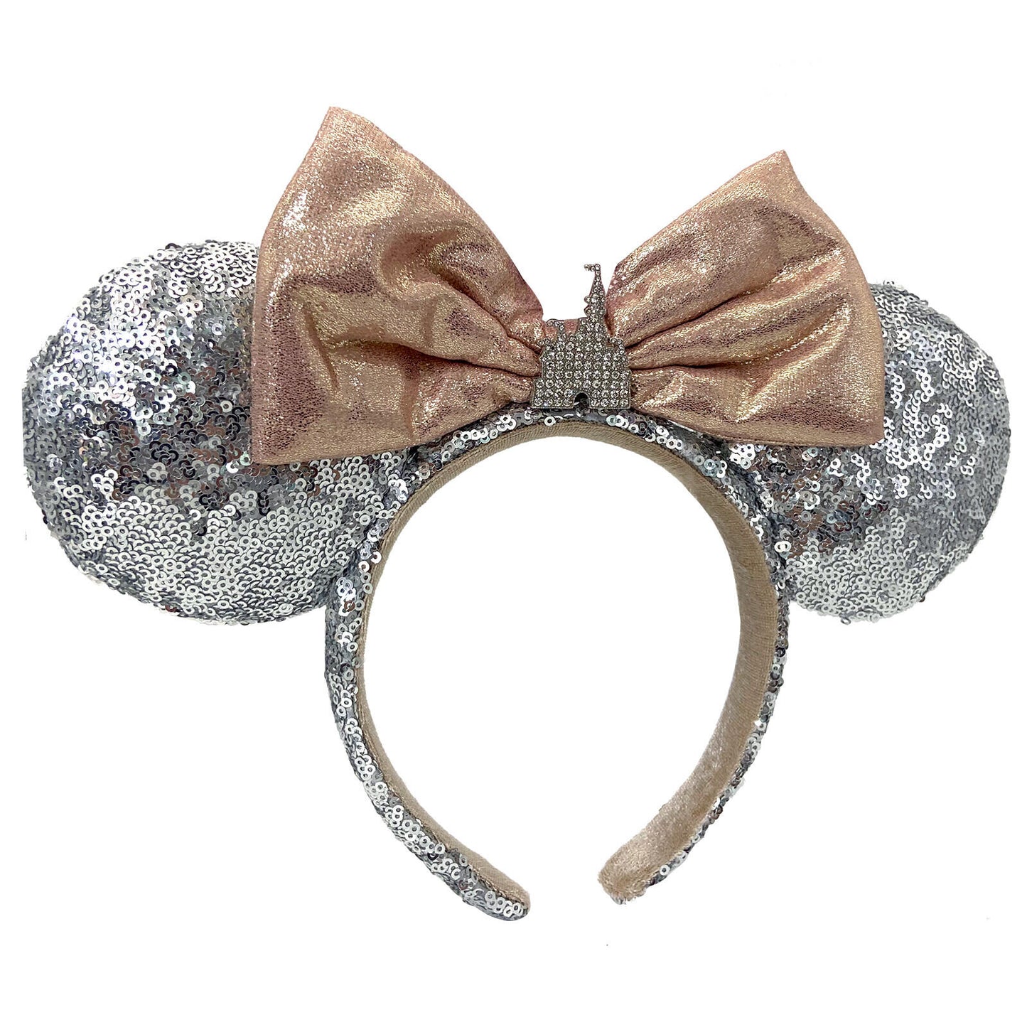 Disney Store Disneyland Paris Minnie Mouse Castle Ears Headband silver Champagne