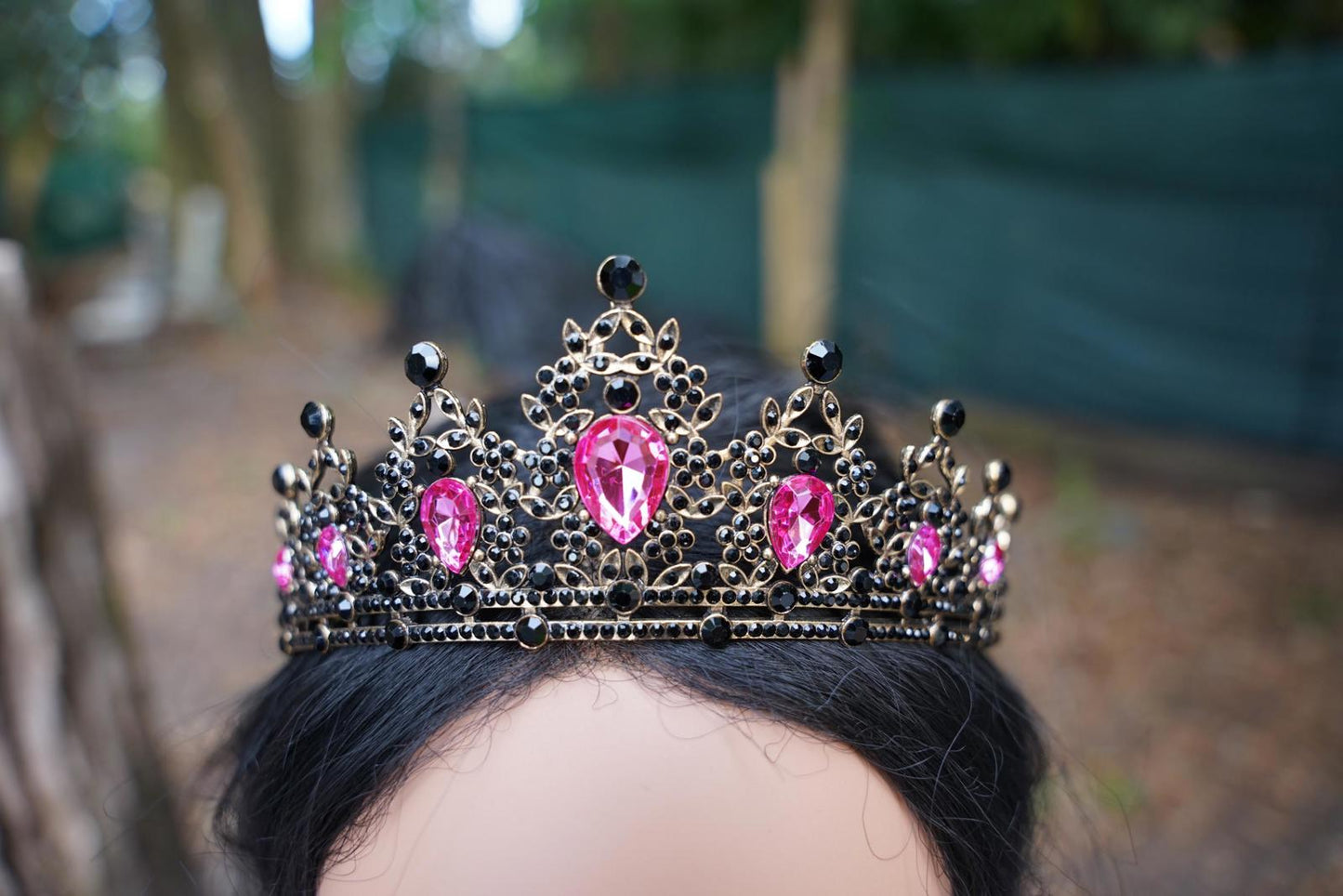 Pink and Black Goth Tiara Bridal Crown Birthday Gift Diadem prom